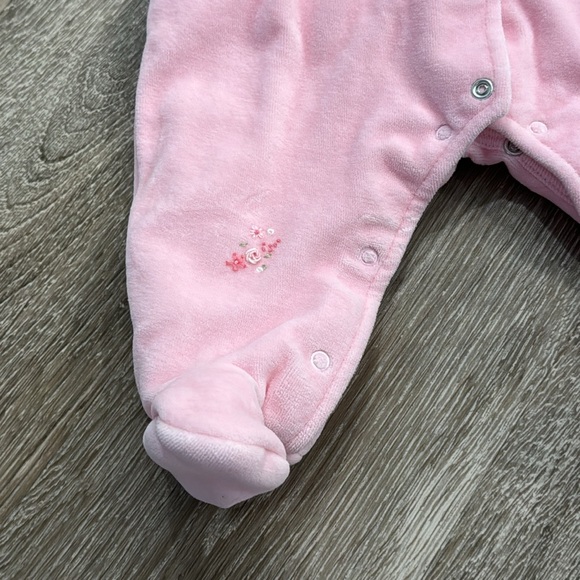 KISSY KISSY BABY VELOUR FOOTED BUNTING onesie fall transition never worn 3-6 M - Picture 4 of 5